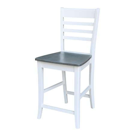 International Concepts Roma Counter Height Stool, 24" Seat Height, White/Heather gray S05-3102